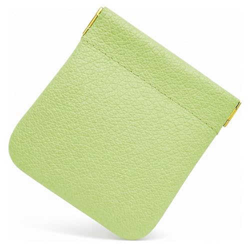 Monedero de piel auténtica hecho en Italia con cierre de muelle snap en color verde pistacho