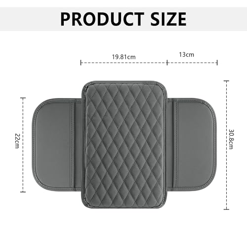 Image of Upgraded Car Armrest Cover, Microfiber Leather Arm Rest for Car Cushion with 2 Pocket Car Organizer, Universal Car Interior Accessories for Cars SUV Trucks (Grey)