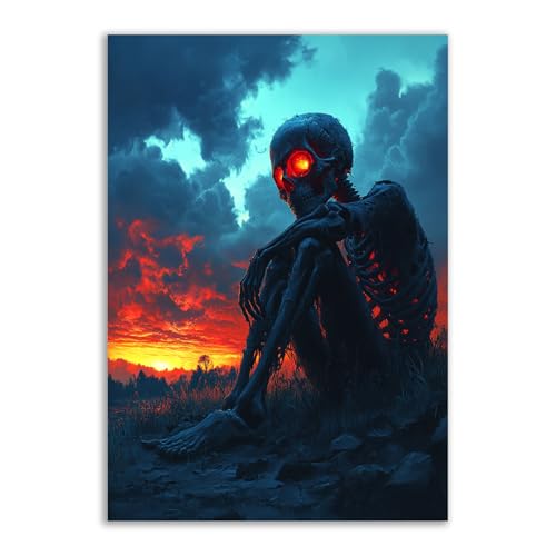Décoration de fête Halloween TERUEA toile murale main squelettique rouge 70x100