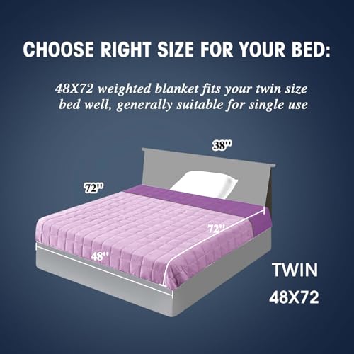 Image of yescool Weighted Blanket for Adults (17 lbs, 48 inch x 72 inch, Purple) Cooling Heavy Blanket for Sleeping Perfect for 110-130 lbs, Twin Size Breathable Blanket with Premium Glass Bead, Machine Washable