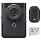 Canon Powershot V10 Content Creator Compact Vlogging Camera, 4K Video, 19mm Fixed Wide-Angle Lens | Black with 64GB MicroSDXC Memory Card + Compact Digital Camera Case