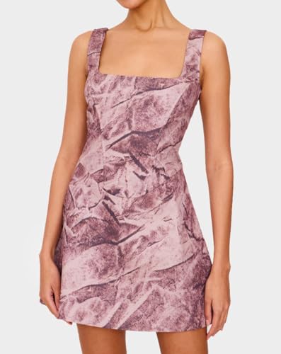 Image of Women's Floral Jacquard Dresses Adjustable Strap Sundress A-Line Tank Mini Dress