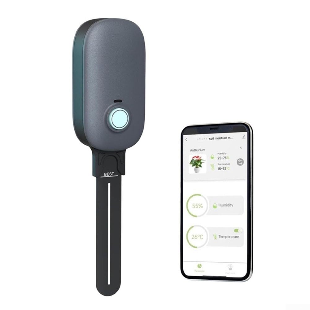 Compatible With For Rainpoint 2-in-1 Soil Moisture And Air Temperature Meter For Real-time Monitoring Via App Remote Control Black