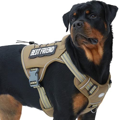 Image of AUROTH Tactical Harness for Large Dogs No Pull Adjustable Pet Harness Reflective K9 Working Training Easy Control Military Service Pet Vest Army Yellow XL