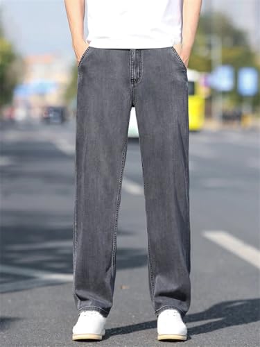 Men's Loose Wide Leg Thin Jeans Lyocell Soft Drape Fabric Comfortable Spring Summer Fashion Washed Denim Pants4