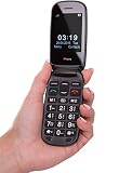 TTfone Telefono cellulare prepagato Lunar a conchiglia, grandi tasti, O2, nero