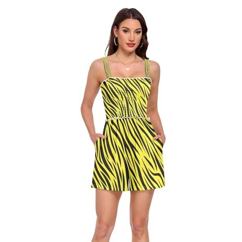 Barboteuse d'été vacances vêtements plage motif zèbre jaune femme
