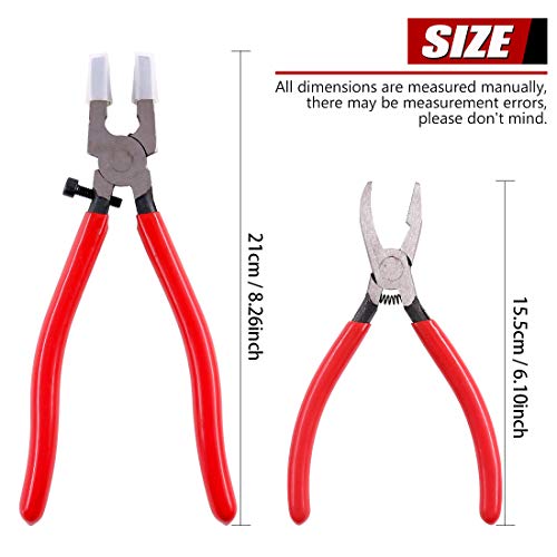 Hilitchi 2-Pcs Premium Glass Running Breaking Pliers Grozier Pliers Set Glass Tools Mosaic Tools For Stained Glass Mosaics And Fusing Work #TOP1