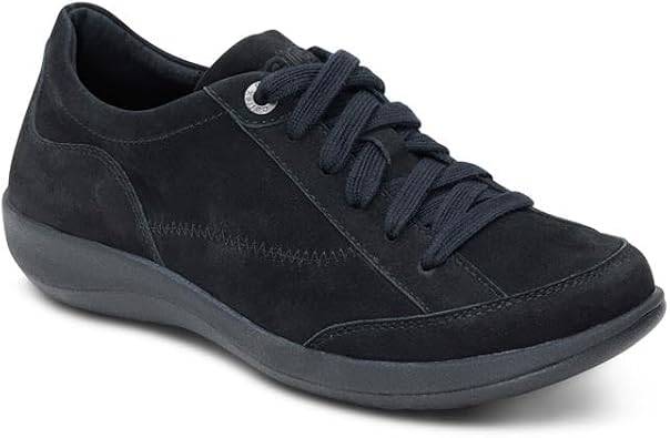 Aetrex Womens Dahlia Lace-Up Oxford Orthopedic Leather Shoes with Arch Support, Cushioned Footbed & Removable Insole Comfortable & Supportive Fashion Sneakers Black