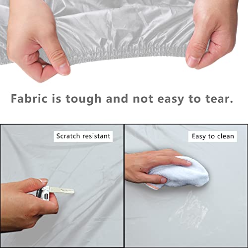 Image of MORNYRAY Waterproof Car Cover All Weather Snowproof UV Protection Windproof Outdoor Full Truck Cover, Universal Fit for (Fit Truck Length 242-250 inch,All Silvery)