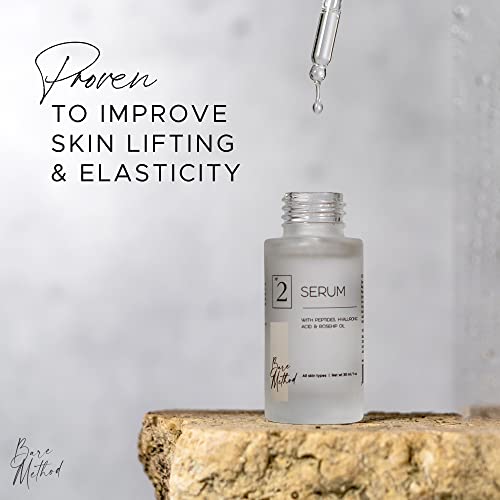 Bare Method - 02 Serum - Hydrating Anti-Aging - Natural Moisturizer - Exfoliates & Brightens Facial Skin - Smoothes & Hydrates With Peptides, Hyaluronic & Salicylic Acids, Antioxidants #TOP4