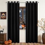 Joydeco Blackout Curtains 108 Inch Long 2 Panels Set, Black Curtains with Grommet, Room Darkening Thermal Insulated Long Drapes for Living Room Bedroom Window (Black, W52 x L108 Inch)
