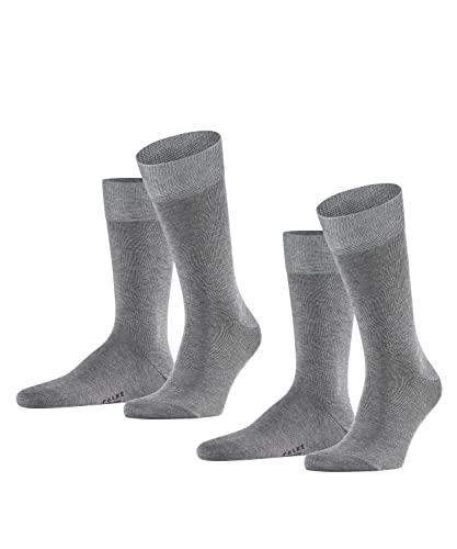 FALKE Happy Double Pack M So algodón lisos 2 pares, Calcetines Hombre, Gris Light Grey Melange 3390, 43 46