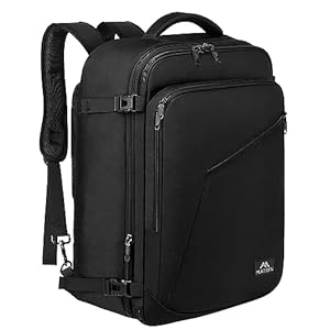 MATEIN Mens Travel Backpack, 27L Lightweight Carry on Backpack for Women, Expandable Business Backpacks, Waterproof Hiking Backpack for Outdoor Sports Rucksack Casual Daypack, Travel Essential, Black