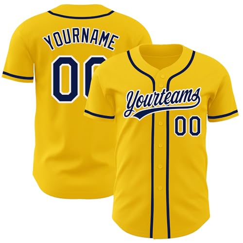 Generic Yellow Navy White Baseball Jersey Women Men Youth Kids, Custom Baseball Jerseys Printed Stitched Name Number Logo Baseball Uniform