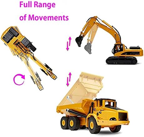 Ailejia 1/50 Scale Articulated Dump Truck Excavator Toy Alloy Models Construction Vehicle s Model Engineering Car Toy boy Gift (Engineering car Suit) - 4
