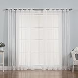 Best Home Fashion Wide Width Tulle Sheer Lace Curtains - Antique Bronze Grommet Top - White - 80' W x 96' L - (1 Panel)