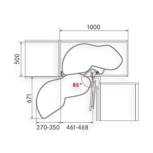 LeMans II anthracite left tilting out for Corner Cabinets with 50 cm Door Width and intern Cabinet Height of 650-800 - Image 5