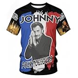 Johnny Vintage T-Shirt Manche Courte pour Homme Motif Hallyday Imprimé Décontracté Tops Graphic Tees Shirts Col Rond Chemises