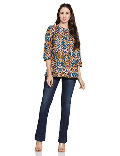 Image of Amazon Brand - Myx Women Cotton Regular Fit Casual Kurti (Available in Plus Sizes)