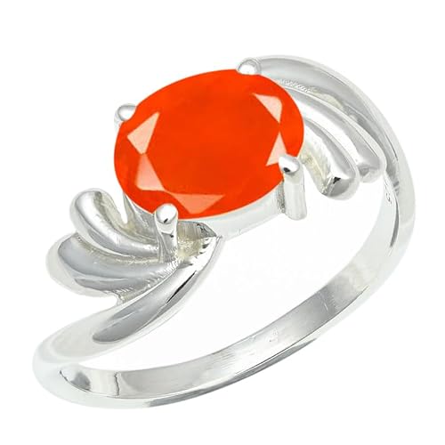 Silver Plated Statement Carnelian Gemstone Ring Festival E1259AF_4(5)