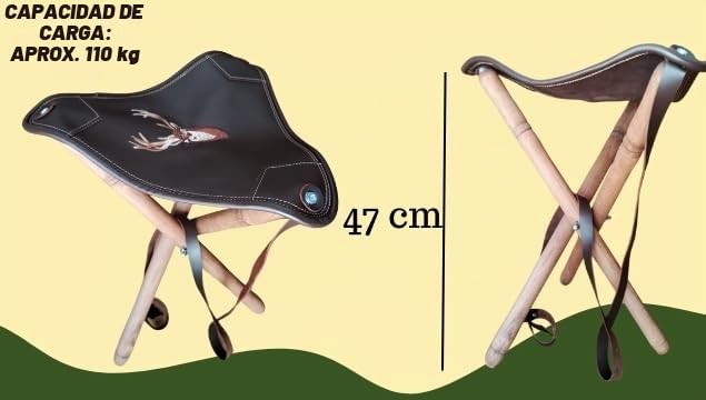 Taburete trípode de cuero para camping y rececho de montería 7