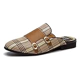 Meijiana Men's Slippers Slip-On Loafers Leather Formal Wear Casual Open Back Sandals, Brown-05, 12 US