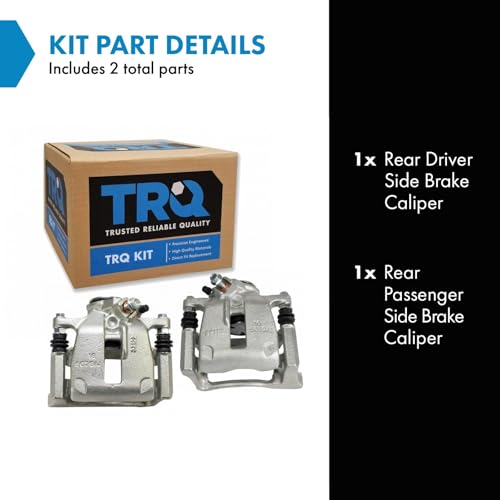 Image of TRQ Rear Brake Caliper Set Zinc Coated Brackets Hardware Compatible with 2015 Audi Q3 Q3 Quattro 2009-2017 Volkswagen CC Passat Tiguan 2018 Tiguan Limited