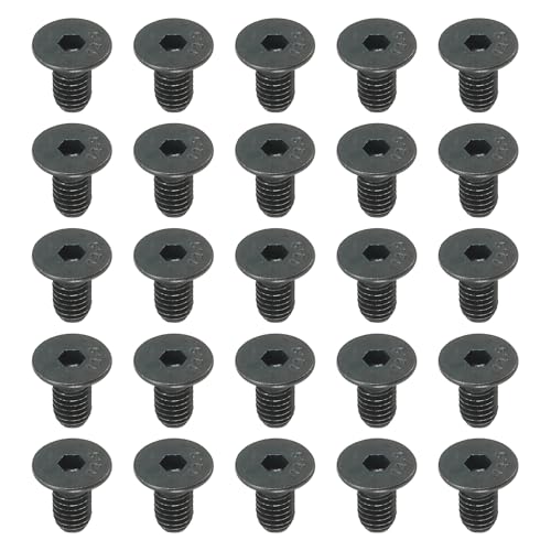 Image of PATIKIL M5 x 10 mm Flat Head Socket Cap Screws, 50 Pack Flat Countersunk Bolts Medium Carbon Steel Hex Socket Drive Machine Screws Full Thread Black Oxide Grade 10.9