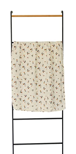Image of Mebie Baby Cream Floral Muslin Swaddle Blanket, Modern and Neutral Swaddle for Baby Girl or Boy, Soft Newborn Swaddle, 0-3 Month, Comfy Wrap, Baby Essentials & Gifts