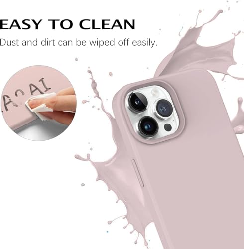 Image of DIZORO Microfiber Candy Case Compatible for iPhone 14 PRO, Shockproof Slim Back Cover Liquid Silicone Case (Sand Pink)