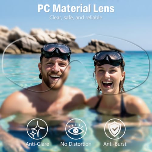 Image of PROBEROS Premium Swimming Goggles for Men & Women, 2-in-1 Wide View Goggles UV Protection & Anti-Glare Lenses with Anti-Choke Nose Cover & Earplugs, Adjustable No Pressure Swim Goggles, Black