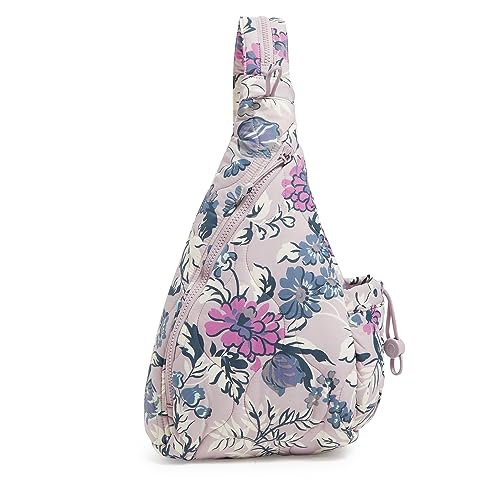 Vera Bradley Mochila bandolera de peso pluma para mujer, Lavanda floral recién cortada, Talla única