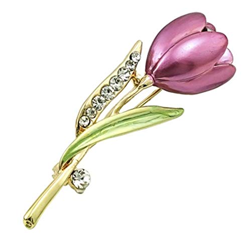 Broche pour femmes tulipe strass or - Bijou de décoration pour mariage et cérémonie