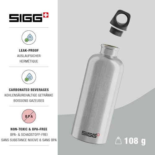 SIGG Traveller Aluminio Botella de Agua 0.6 L, Negra, Reutilizable y Ligera, Hermética, para Viaje miniatura 3