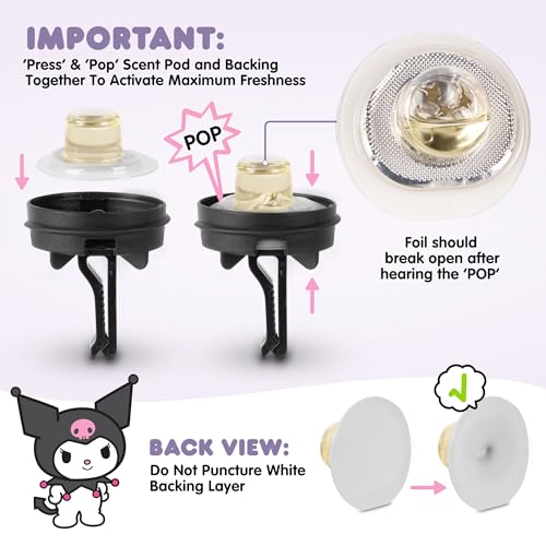 Image of Sanrio Kuromi Car Air Freshener for Cars Trucks SUVs, Hello Kitty and Friends Cute Car Accessories for Women Car Decor Hello Kitty Car Accessories, Replaceable Scent Pods - Midnight Lavender Scent