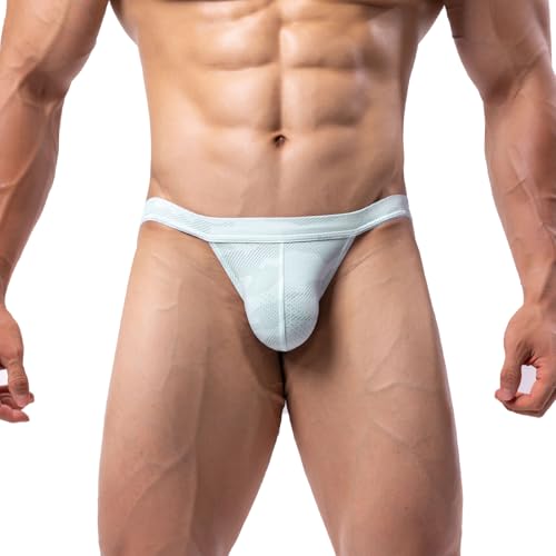 Summer Code Mens Bikini Briefs Low Rise Bulge Pouch Underwear Soft Lightweight Micro Mesh Underpants, Grey, Medium