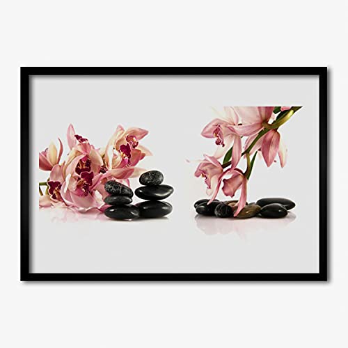Affiche encadrée 70x50 cm Tulup avec cadre en MDF pour décoration murale Spa flower art zen