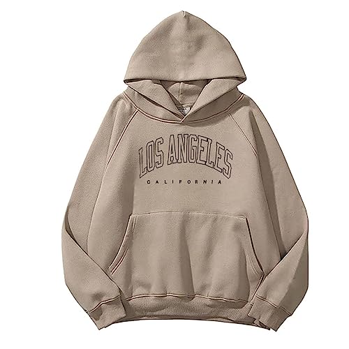 Sweat à capuche Los Angeles pour femme - Sweat-shirt kaki à manches longues