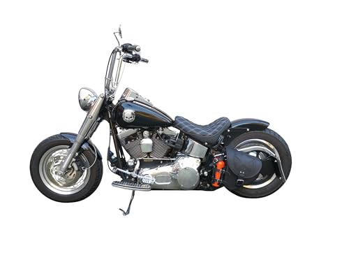 Bolsa Alforja Negra para Moto Compatible Harley Softail miniatura 6