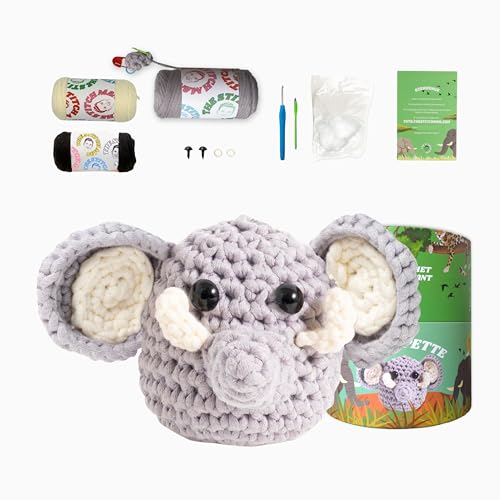 Kit crochet débutant amigurumi pour s'occuper et créer sa peluche éléphant