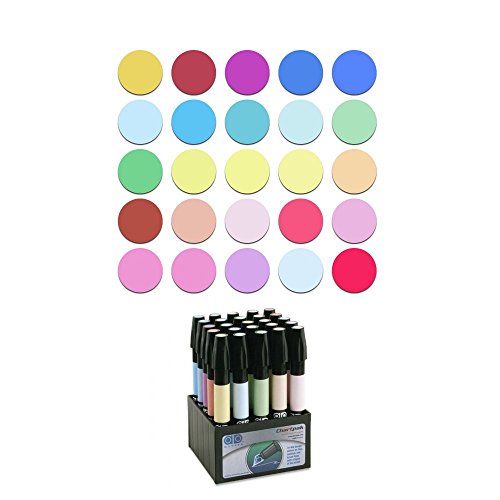 Chartpak AD Marker Set F in Table Top Cube, Tri-Nib, 25 Pastel Colors (F)