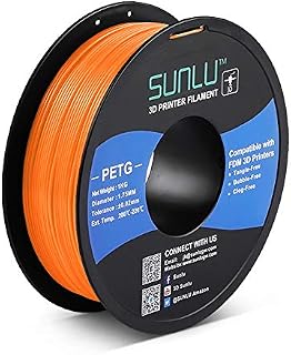 PETG 3D Printer Filament 1.75mm, SUNLU PETG Filament, Strong 3D Filament, Dimensional Accuracy +/- 0.02 mm, 1 kg Spool, Orange