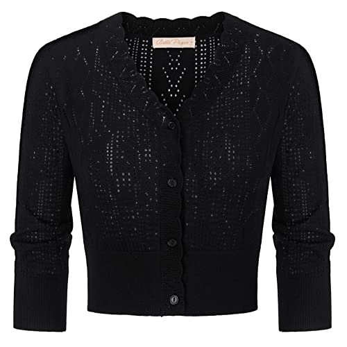 Belle Poque Black Cardigan Sweaters For Women Vintage Cropped Cardigan Summer Dressy L #TOP30