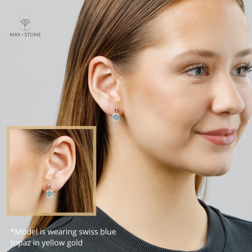 10K White Gold Cushion Cut Created Red Ruby Drop Earrings With Push Backs For Women With Genuine 1/3 Carat Diamonds And July Birthstone By Max + Stone #TOP1