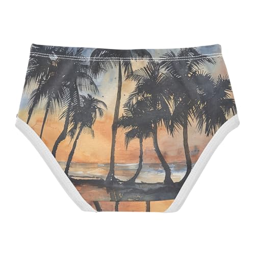 Cotton Girls Underwear Toddler Beach Watercolor Painting Tropical Little Girl Panties Fun Print Underpants Briefs 2t2