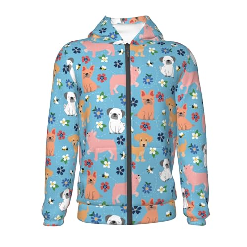 Cute Colorful Puppy Kids Pullover Hoodies Boys Zip Up Sweatshirts Girls Athletic Clothes with Pocket2