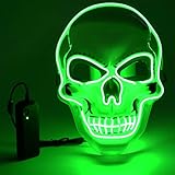 Vivibel Máscara LED para Halloween – Máscara LED de calavera de horror con 3 modos de flash, máscara LED que se ilumina en la noche, para fiestas, Halloween y Cosplay fiestas de carnaval