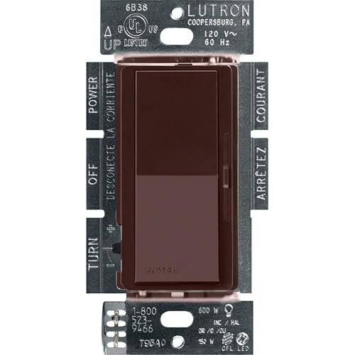 Image of Lutron Diva LED+ Dimmer Light Switch for Dimmable LED, Halogen, and Incandescent Bulbs, 150 Watt, Single-Pole or 3-Way, DVCL-153P-BR, Brown