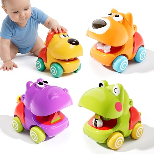 Image of ALASOU Push and Go Animal Car Toys for 1 Year Old Boy Girl|Baby Toys 1 Year Old Boy Gifts for Toddlers 1-3|Vehicle Toy Set for Toddler Toys 1-2|1st Birthday Gift for Infant 6 9 12 18 Months